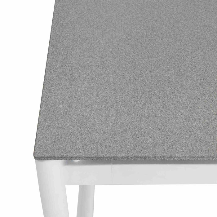 Crown Aluminum and Teak Wood Outdoor Coffee Table in White and Gray