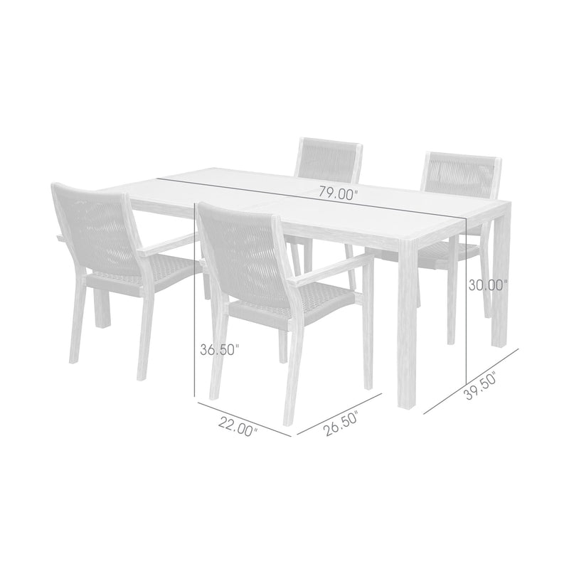 Sienna and Madsen 5 Piece Outdoor Eucalyptus Dining Set with Gray Teak Finish - Furniture City (CA)l