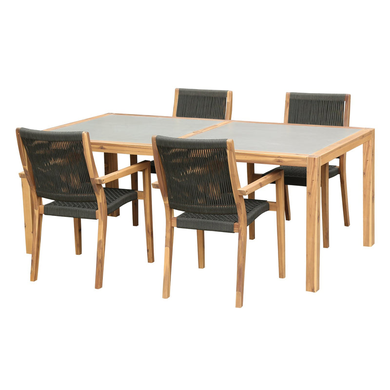 Sienna and Madsen 5 Piece Outdoor Eucalyptus Dining Set with Teak Finish - Furniture City (CA)l