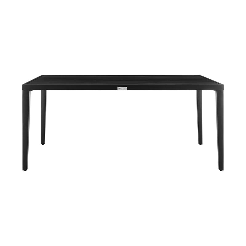 Palma Outdoor Patio 7-Piece Dining Table Set in Aluminum and Wicker with Gray Cushions - Furniture City (CA)l