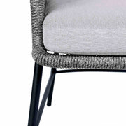 Frinton Ditas and Rhett 5 Piece Outdoor Dining Set with Dark Eucalyptus Wood and Gray Rope and Cushions - Furniture City (CA)l