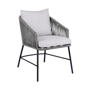 Frinton and Ditas 5 Piece Dining Set in Dark Eucalyptus and Metal with Gray Rope - Furniture City (CA)l
