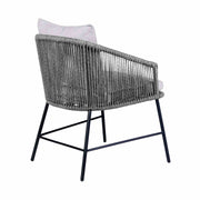 Frinton and Ditas 5 Piece Dining Set in Dark Eucalyptus and Metal with Gray Rope - Furniture City (CA)l