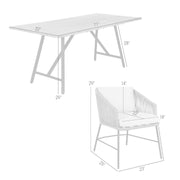 Frinton and Ditas 5 Piece Dining Set in Light Eucalyptus and Metal with Gray Rope - Furniture City (CA)l