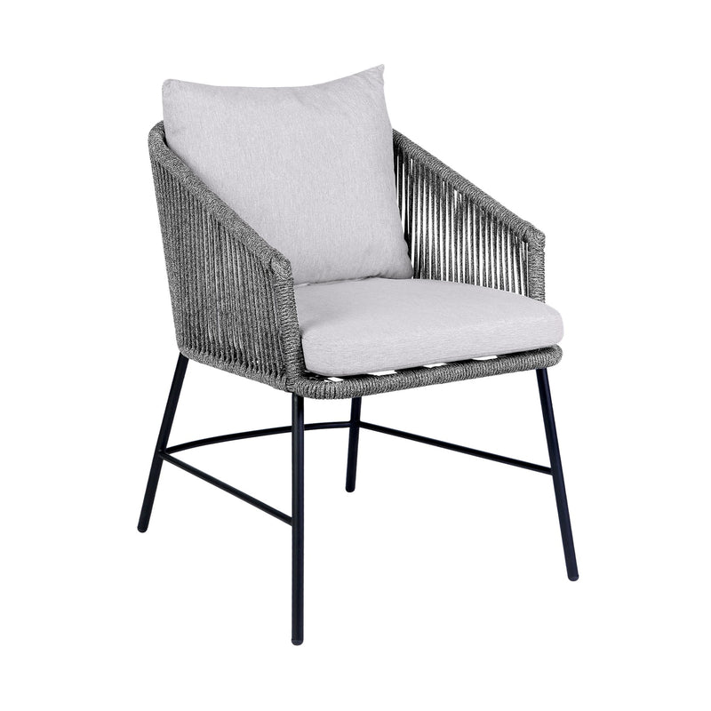 Frinton and Ditas 5 Piece Dining Set in Light Eucalyptus and Metal with Gray Rope - Furniture City (CA)l