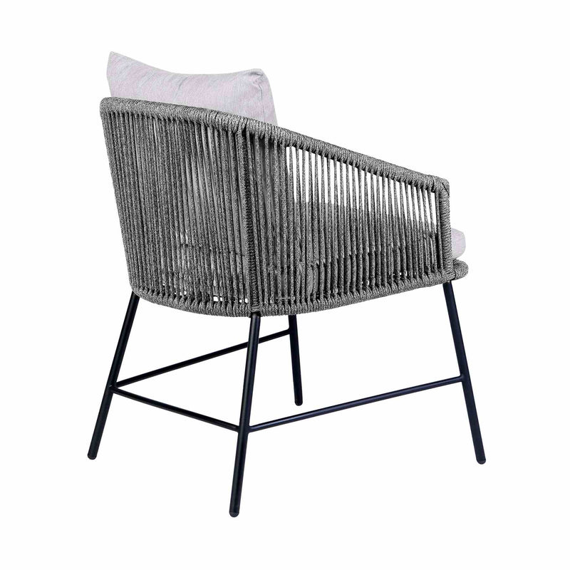 Frinton and Ditas 5 Piece Dining Set in Light Eucalyptus and Metal with Gray Rope - Furniture City (CA)l