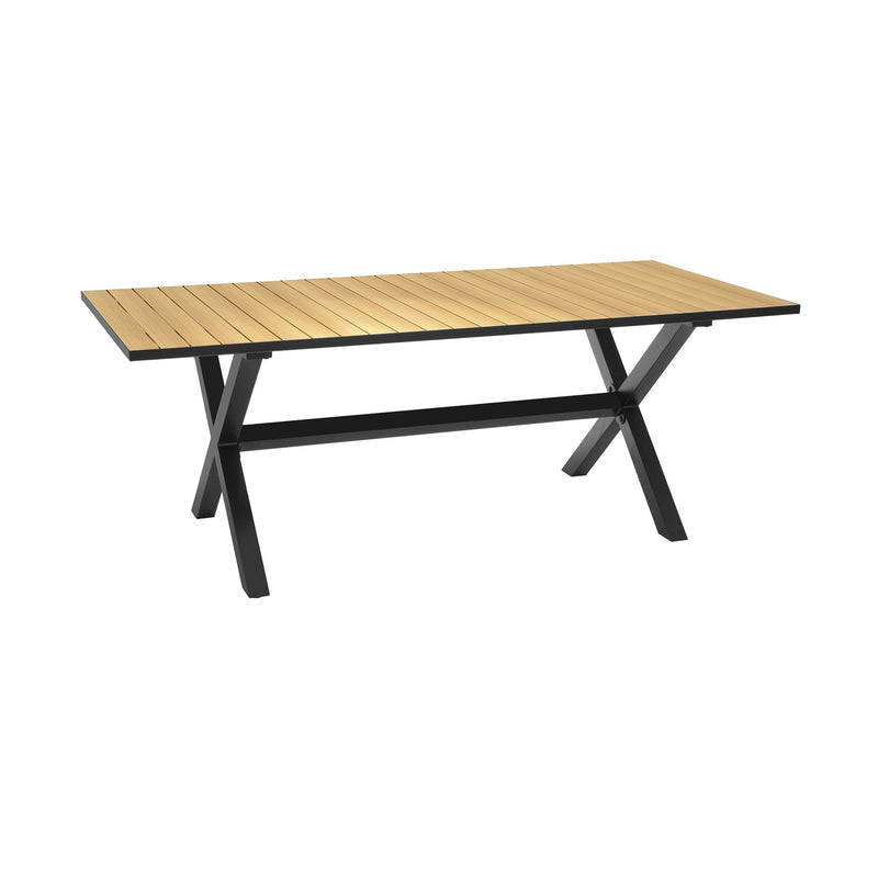 Portals Outdoor 5 Piece Black Aluminum & Teak Wood Dining Set - Furniture City (CA)l