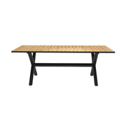 Portals Outdoor 5 Piece Black Aluminum & Teak Wood Dining Set - Furniture City (CA)l