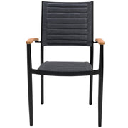Portals Outdoor 7 Piece Black Aluminum & Teak Wood Dining Set - Furniture City (CA)l