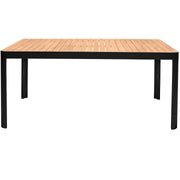 Portals Outdoor 7 Piece Black Aluminum & Teak Wood Dining Set - Furniture City (CA)l