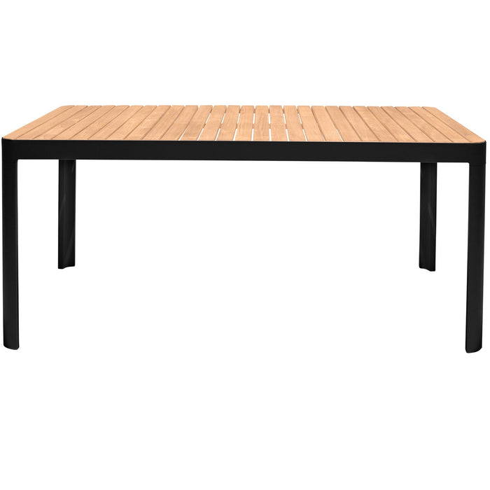 Portals Outdoor 7 Piece Black Aluminum & Teak Wood Dining Set