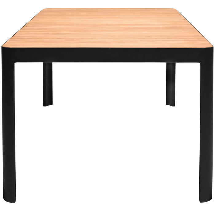 Portals Outdoor 7 Piece Black Aluminum & Teak Wood Dining Set