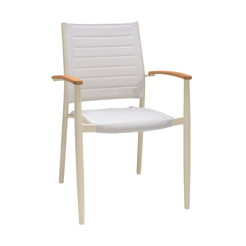 Portals Outdoor 5 Piece Coral Sand Aluminum & Teak Wood Dining Set - Furniture City (CA)l