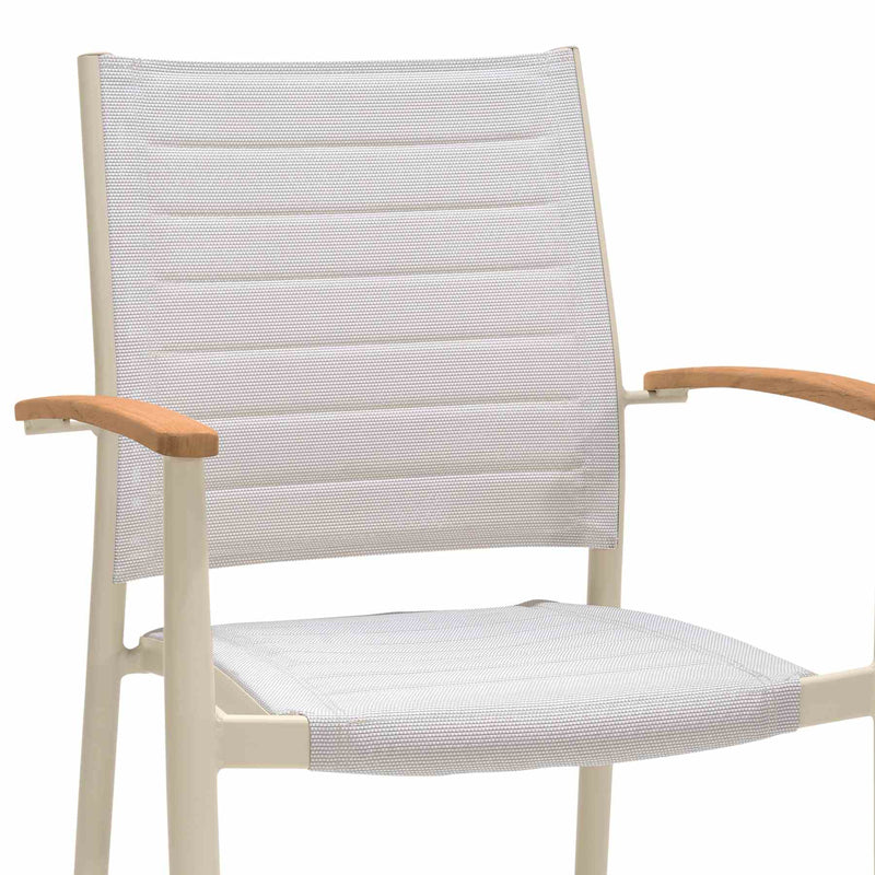 Portals Outdoor 5 Piece Coral Sand Aluminum & Teak Wood Dining Set - Furniture City (CA)l