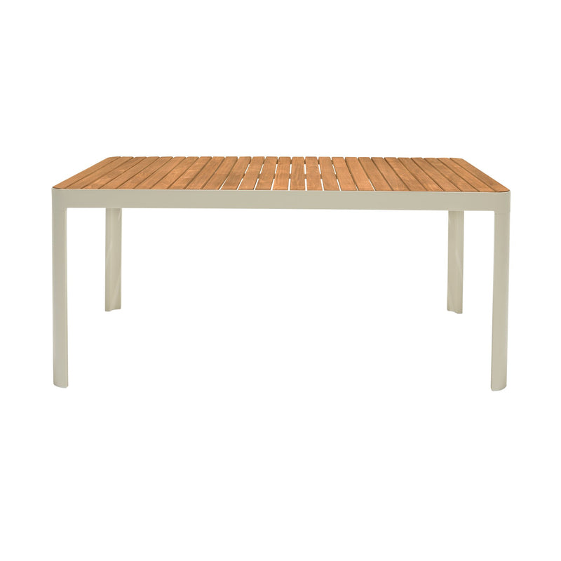 Portals Outdoor 7 Piece Coral Sand Aluminum & Teak Wood Dining Set - Furniture City (CA)l