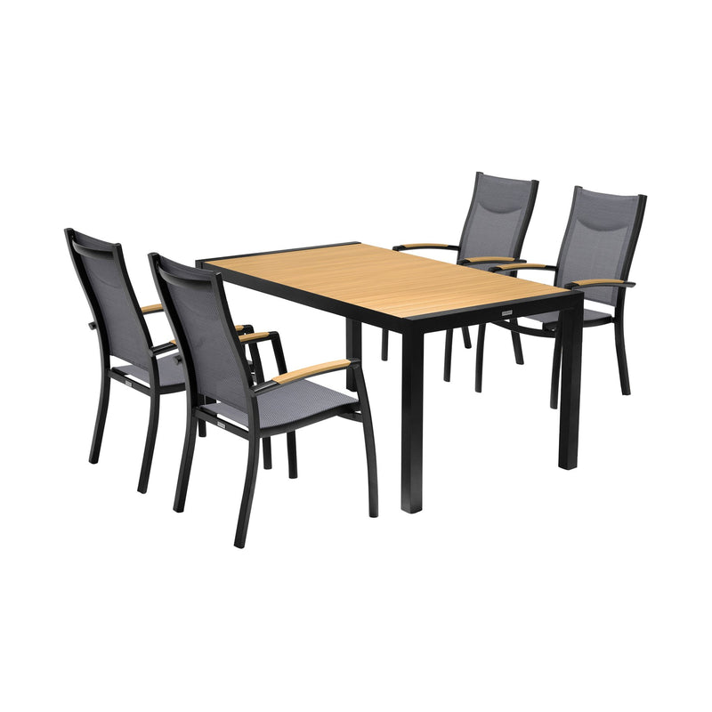 Panama Outdoor 5 Piece Black Aluminum Dining Set - Furniture City (CA)l