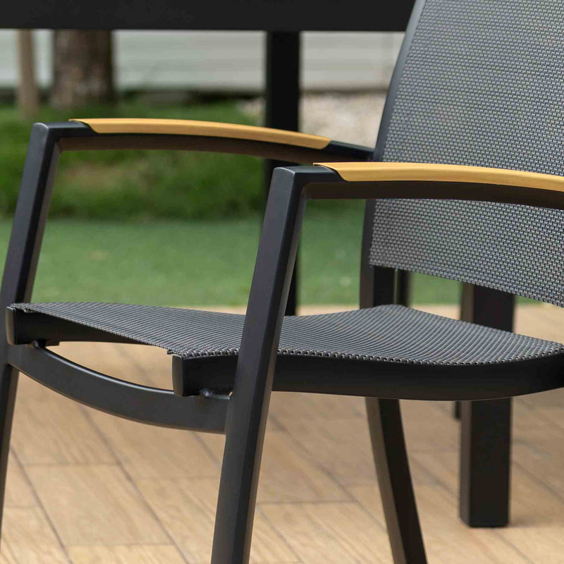 Panama Outdoor 5 Piece Black Aluminum Dining Set - Furniture City (CA)l