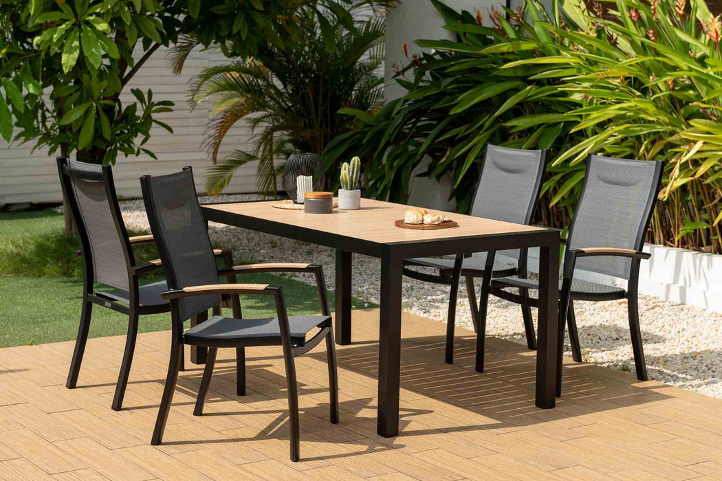 Panama Outdoor 5 Piece Black Aluminum Dining Set