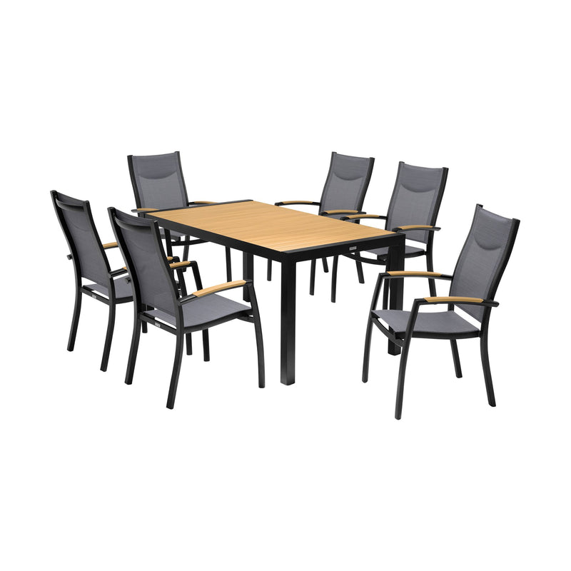 Panama Outdoor 7 Piece Black Aluminum Dining Set - Furniture City (CA)l