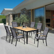 Panama Outdoor 7 Piece Black Aluminum Dining Set - Furniture City (CA)l