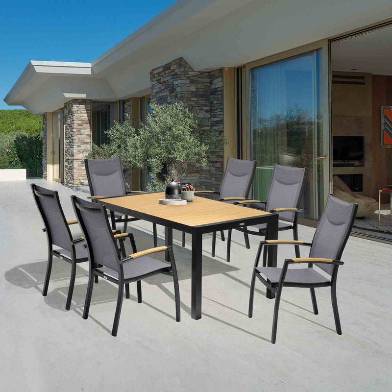 Panama Outdoor 7 Piece Black Aluminum Dining Set - Furniture City (CA)l