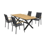 Paseo & Portals Outdoor 5 Piece Black Aluminum Dining Set - Furniture City (CA)l