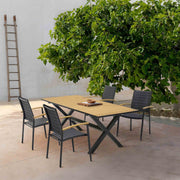 Paseo & Portals Outdoor 5 Piece Black Aluminum Dining Set - Furniture City (CA)l