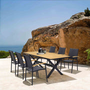 Paseo & Portals Outdoor 7 Piece Black Aluminum Dining Set - Furniture City (CA)l