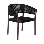 Glendora Doris Outdoor Patio 5 Piece Live Edge Dining Set in Eucalyptus Wood and Black Rope - Furniture City (CA)l