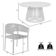 Escondido Doris Outdoor Patio 5 Piece Round Dining Set in Eucalyptus Wood and Black Rope - Furniture City (CA)l