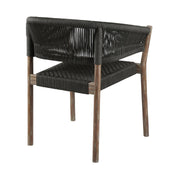 Escondido Doris Outdoor Patio 5 Piece Round Dining Set in Eucalyptus Wood and Black Rope - Furniture City (CA)l
