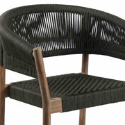 Escondido Doris Outdoor Patio 5 Piece Round Dining Set in Eucalyptus Wood and Black Rope - Furniture City (CA)l