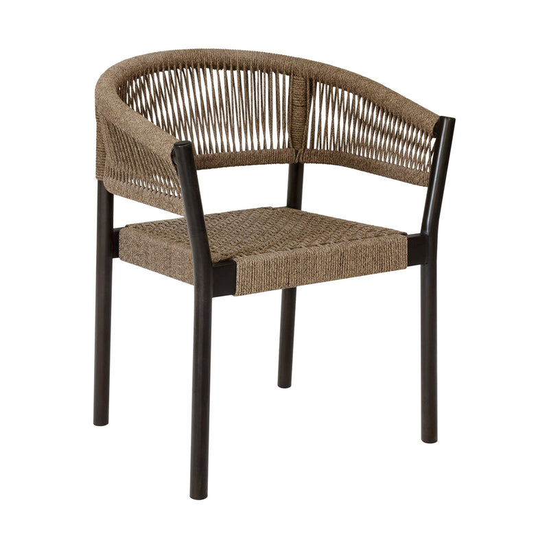 Oasis Doris Outdoor Patio 5 Piece Round Dining Set in Eucalyptus Wood with Truffle Rope - Furniture City (CA)l