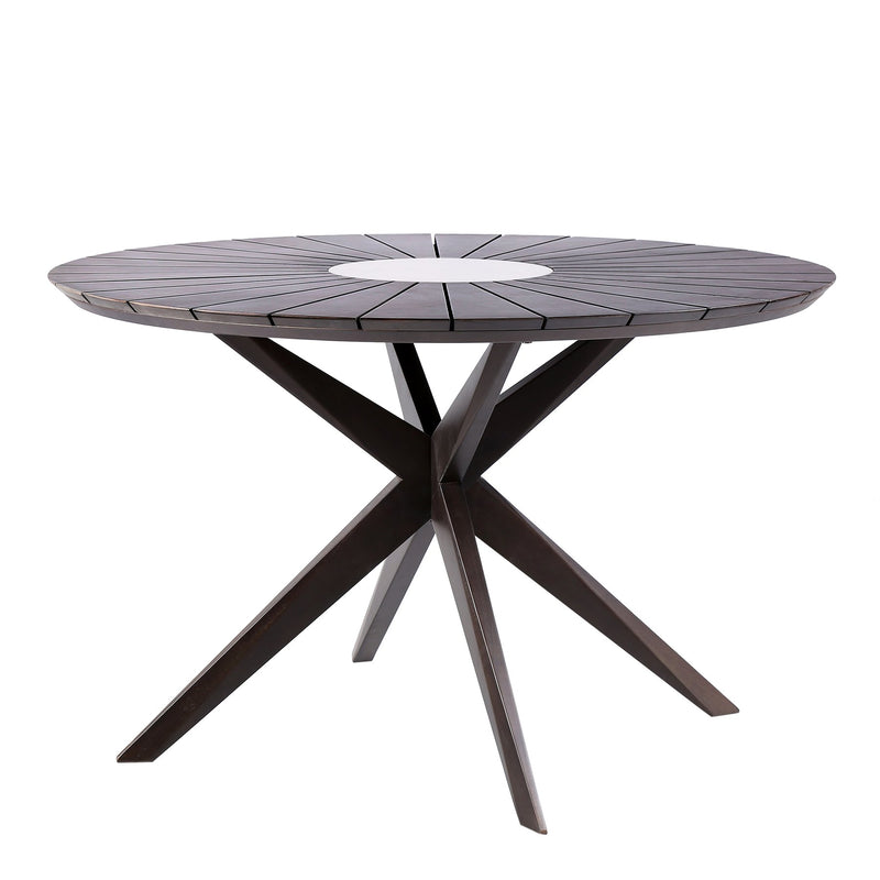 Oasis Doris Outdoor Patio 5 Piece Round Dining Set in Eucalyptus Wood with Truffle Rope - Furniture City (CA)l