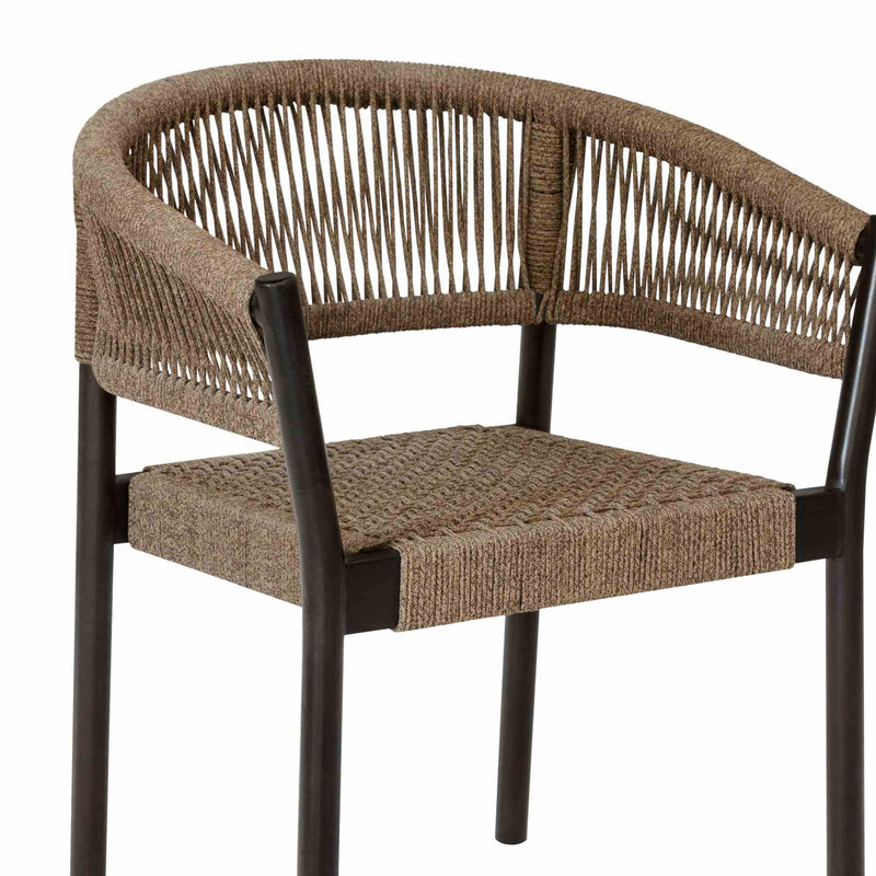 Oasis Doris Outdoor Patio 5 Piece Round Dining Set in Eucalyptus Wood with Truffle Rope - Furniture City (CA)l