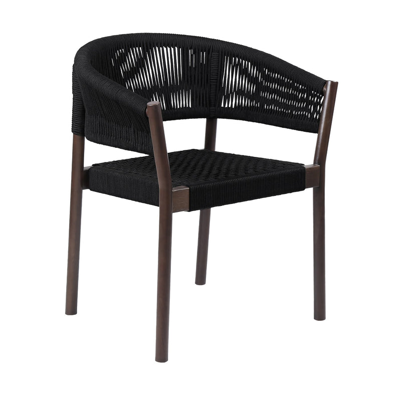 Glendora Doris Outdoor Patio 7 Piece Live Edge Dining Set in Eucalyptus Wood and Black Rope - Furniture City (CA)l