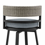 Encinitas Outdoor Patio 5-Piece Bar Table Set in Aluminum with Gray Cushions - Furniture City (CA)l