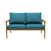 Eve Outdoor 4 Piece Teak Wood Sofa Seating Set with Teal Olefin - Furniture City (CA)l