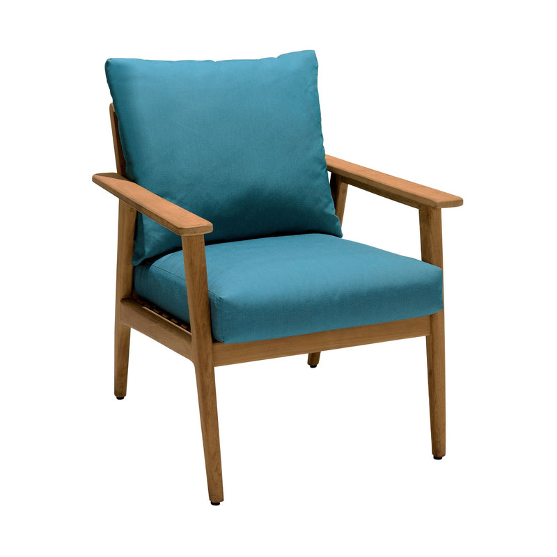 Eve Outdoor 4 Piece Teak Wood Sofa Seating Set with Teal Olefin - Furniture City (CA)l