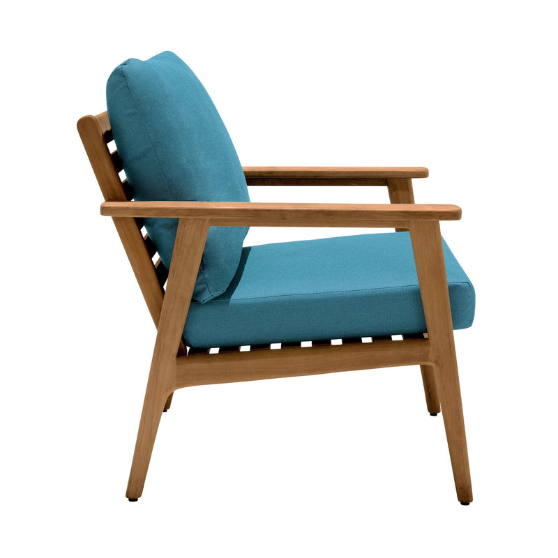 Eve Outdoor 4 Piece Teak Wood Sofa Seating Set with Teal Olefin - Furniture City (CA)l