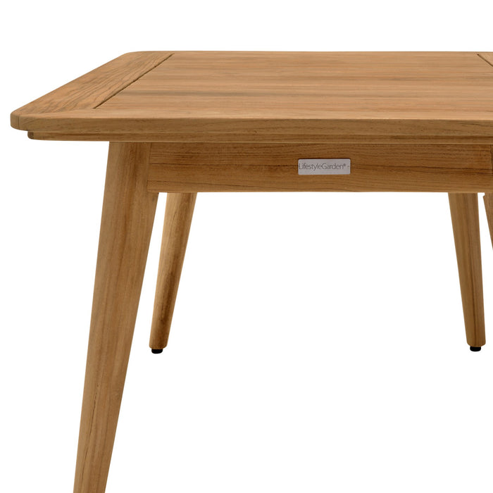 Eve Outdoor 4 Piece Teak Wood Sofa Seating Set with Teal Olefin