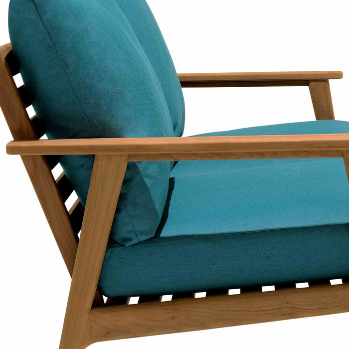 Eve Outdoor 4 Piece Teak Wood Sofa Seating Set with Teal Olefin