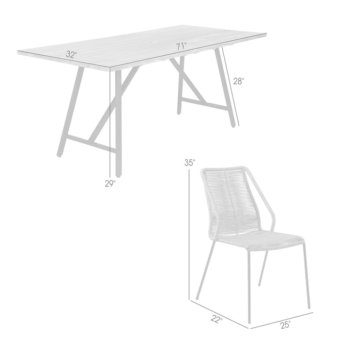 Frinton and Clip 5 Piece Dining Set in Dark Eucalyptus Wood and Metal with Black Rope