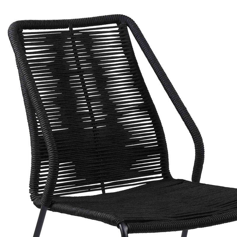 Frinton and Clip 5 Piece Dining Set in Dark Eucalyptus Wood and Metal with Black Rope - Furniture City (CA)l