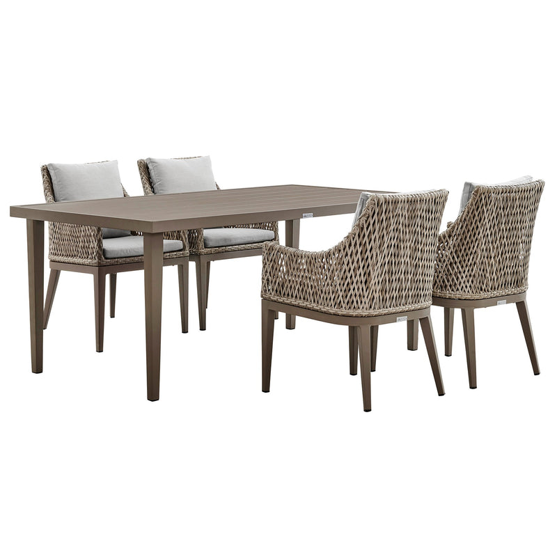 Grenada 5 Piece Gray Aluminum Outdoor Dining Set with Gray Fabric - Furniture City (CA)l