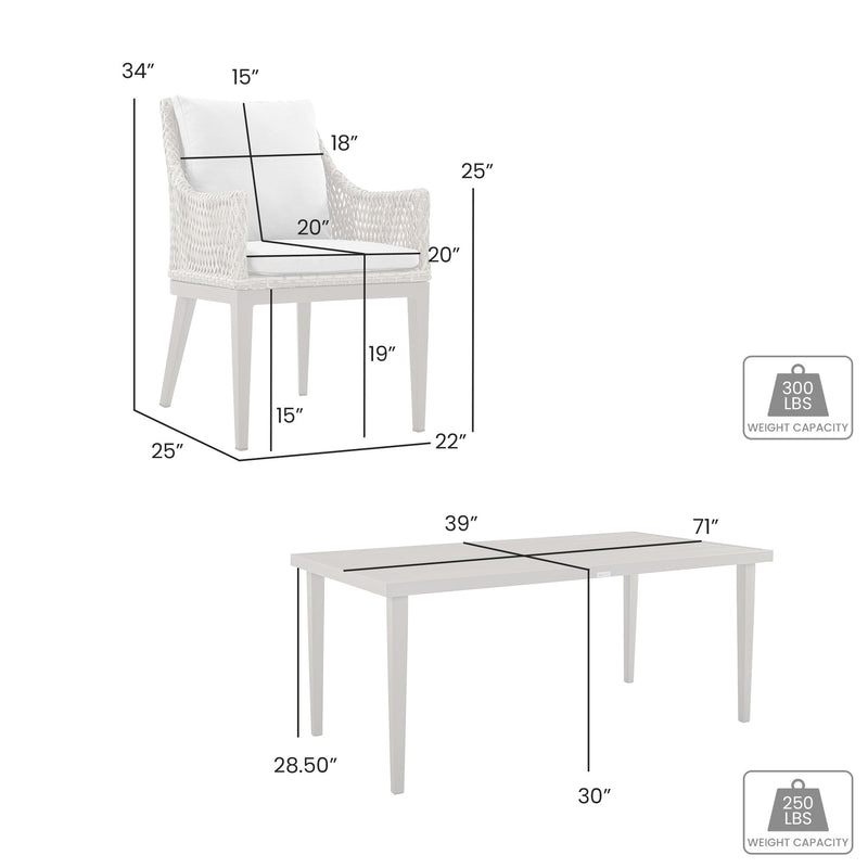 Grenada 5 Piece Gray Aluminum Outdoor Dining Set with Gray Fabric - Furniture City (CA)l