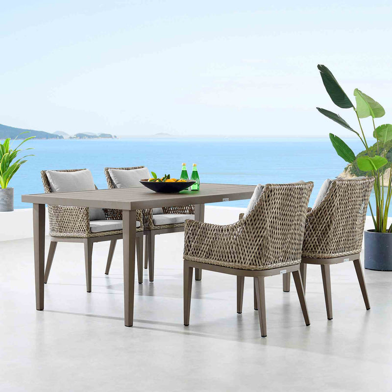 Grenada 5 Piece Gray Aluminum Outdoor Dining Set with Gray Fabric - Furniture City (CA)l