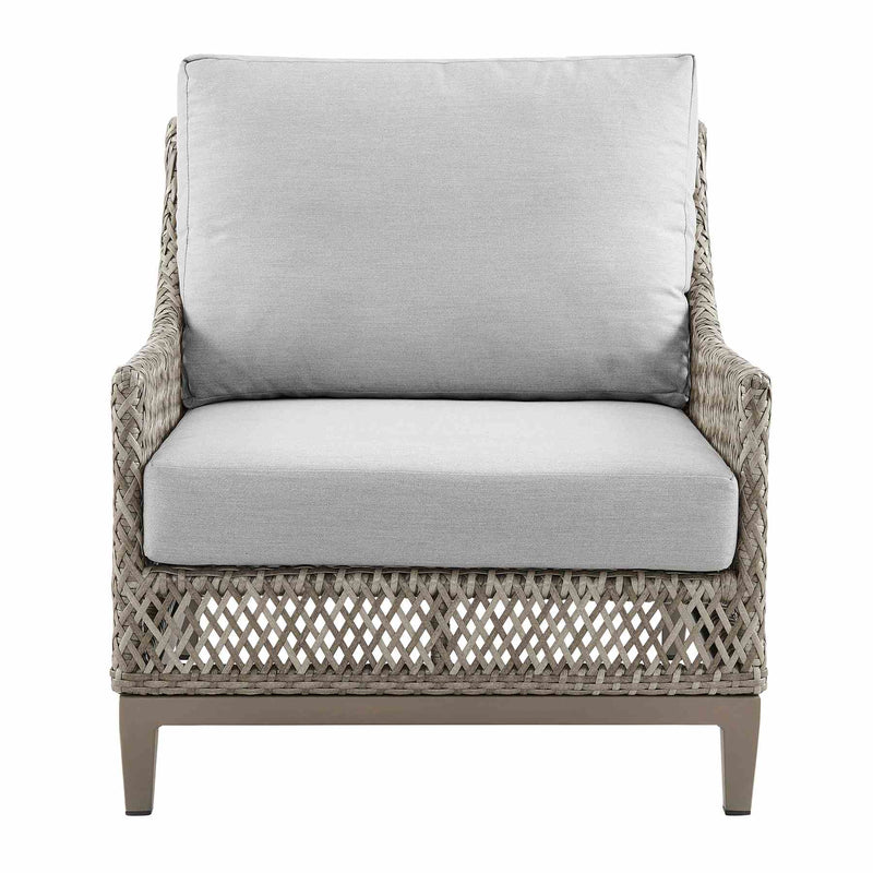 Grenada 4 Piece Outdoor Gray Fabric and Wicker Conversation Set - Furniture City (CA)l