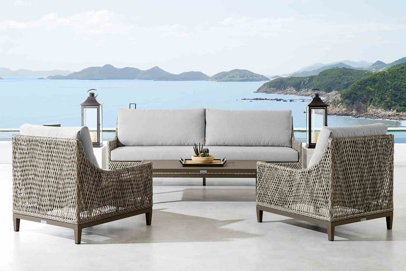 Grenada 4 Piece Outdoor Gray Fabric and Wicker Conversation Set - Furniture City (CA)l