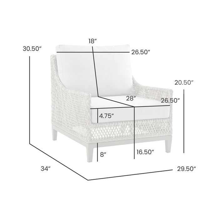 Grenada Wicker and Aluminum Outdoor Chair in Brown with Gray Cushions